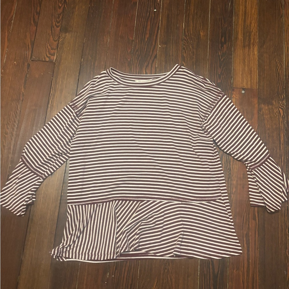 Red and white striped blouse